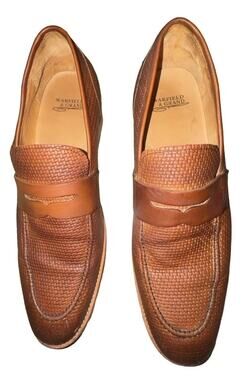 Warfield & Grant Brandon Tan Leather Weave Pattern Loafers Men’s Size 10